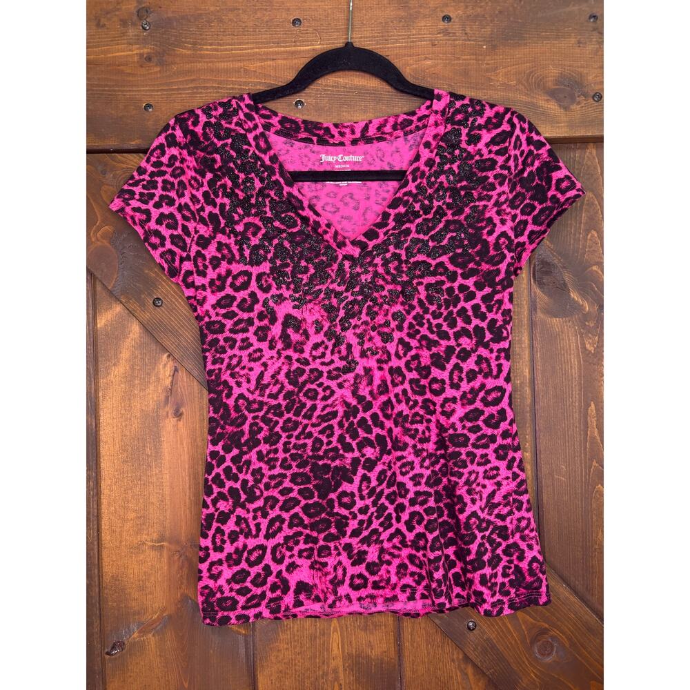 Juicy Couture women’s medium Pink Leopard Embellished shirt